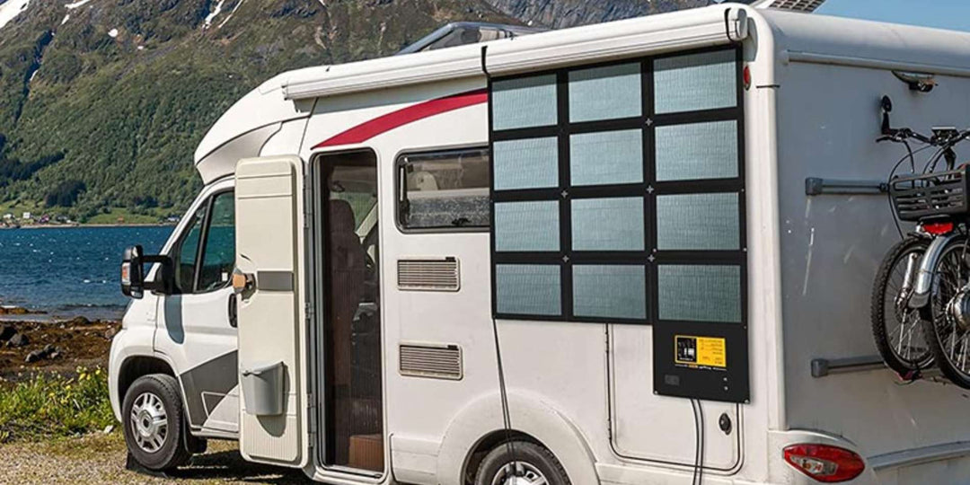 CIGS solar blanket hung on an RV