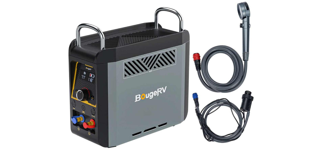 BougeRV’s propane portable water heater for outdoor use