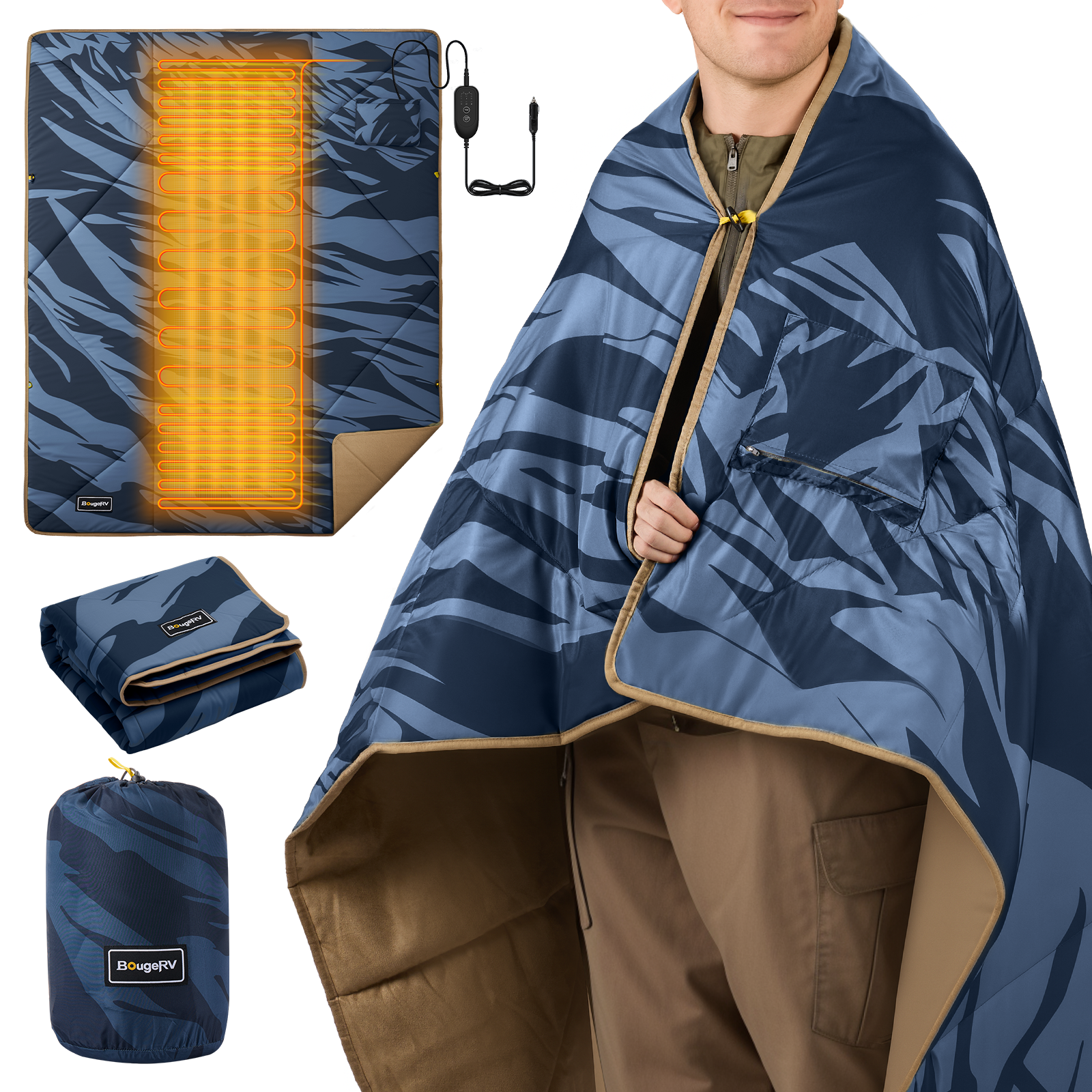 BougeRV 12V電気毛布 E8001 71x59インチ BougeRV 12V Electric Heated Blanket