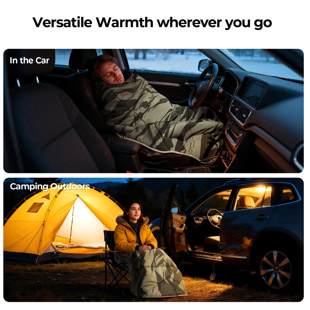 BougeRV 12V Portable Heated Blanket (Green)