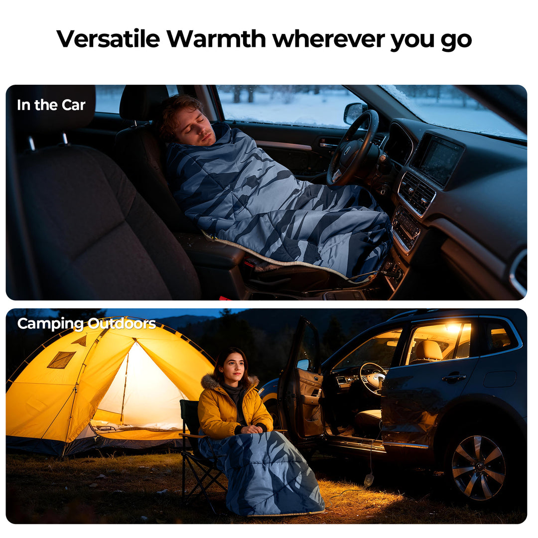 BougeRV 12V Portable Heated Blanket (Blue)