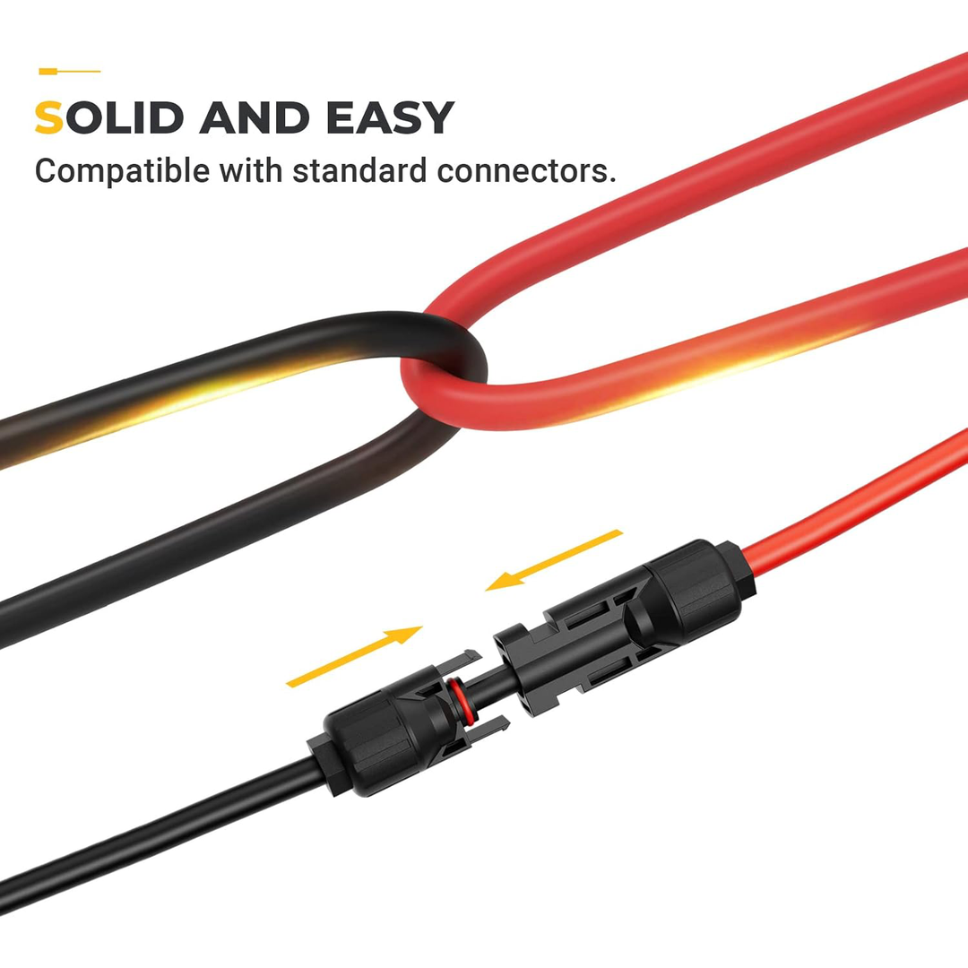 Solar Extension Cable with Extra Free Connectors(xx FT Red+xx FT Black)