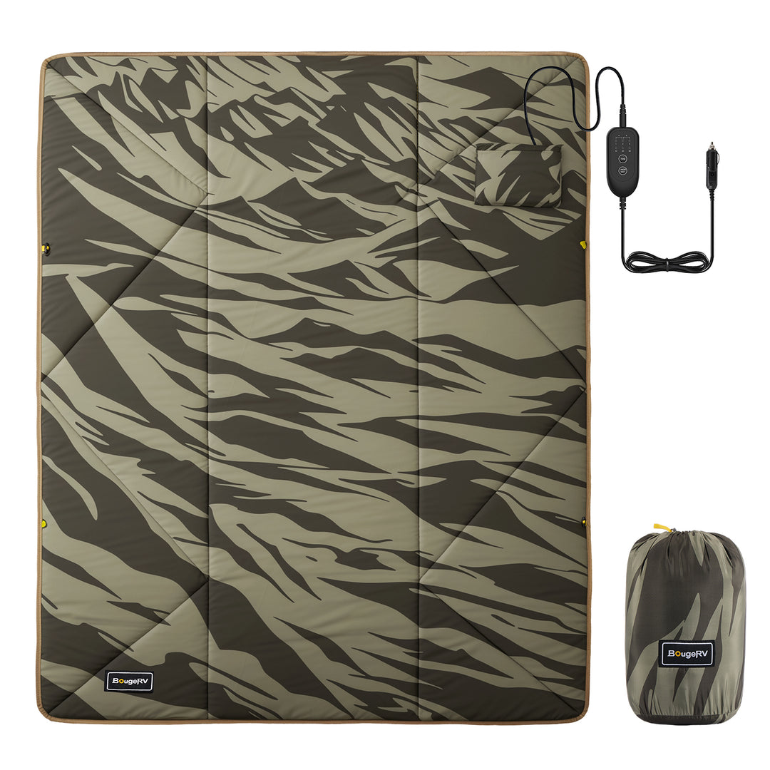 Camouflage-patterned Electric Blanket for Outdoor Adventures