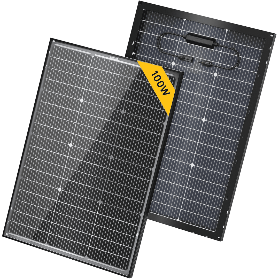 Two BougeRV 100-watt bifacial solar panels