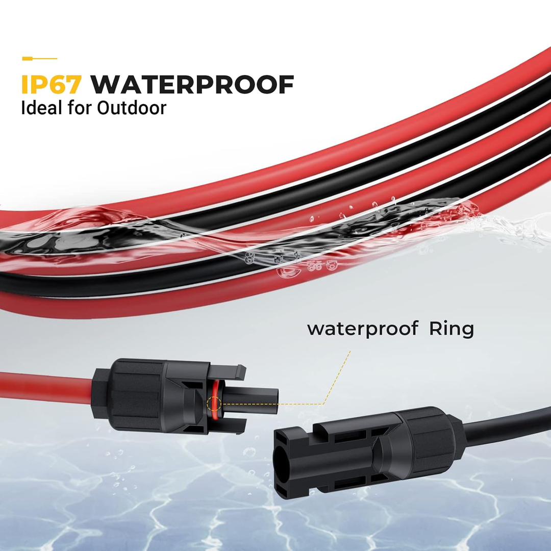 Solar Extension Cable with Extra Free Connectors(xx FT Red+xx FT Black)