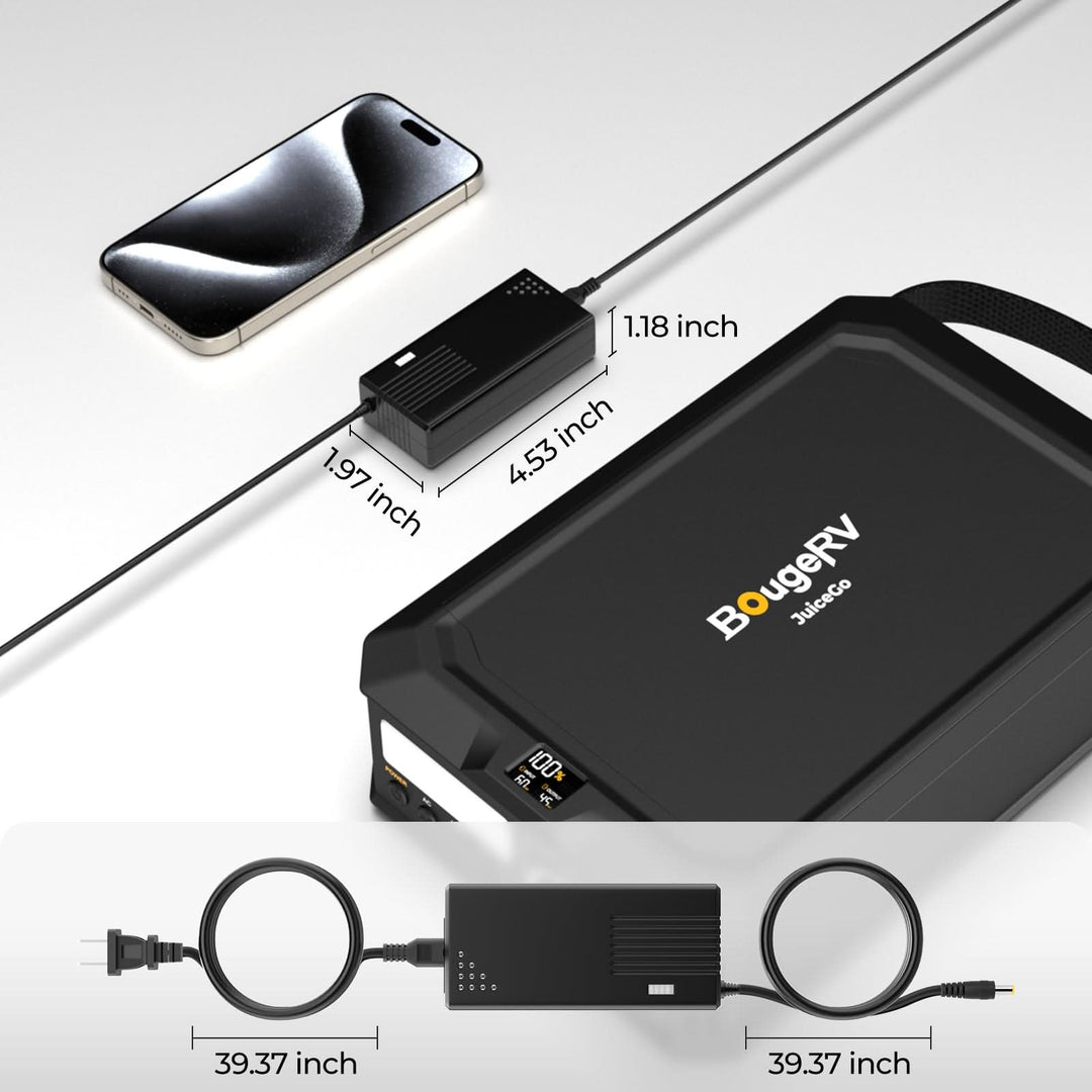 BougeRV 63W AC Power Cord for JuiceGo and 277Wh Power Supply