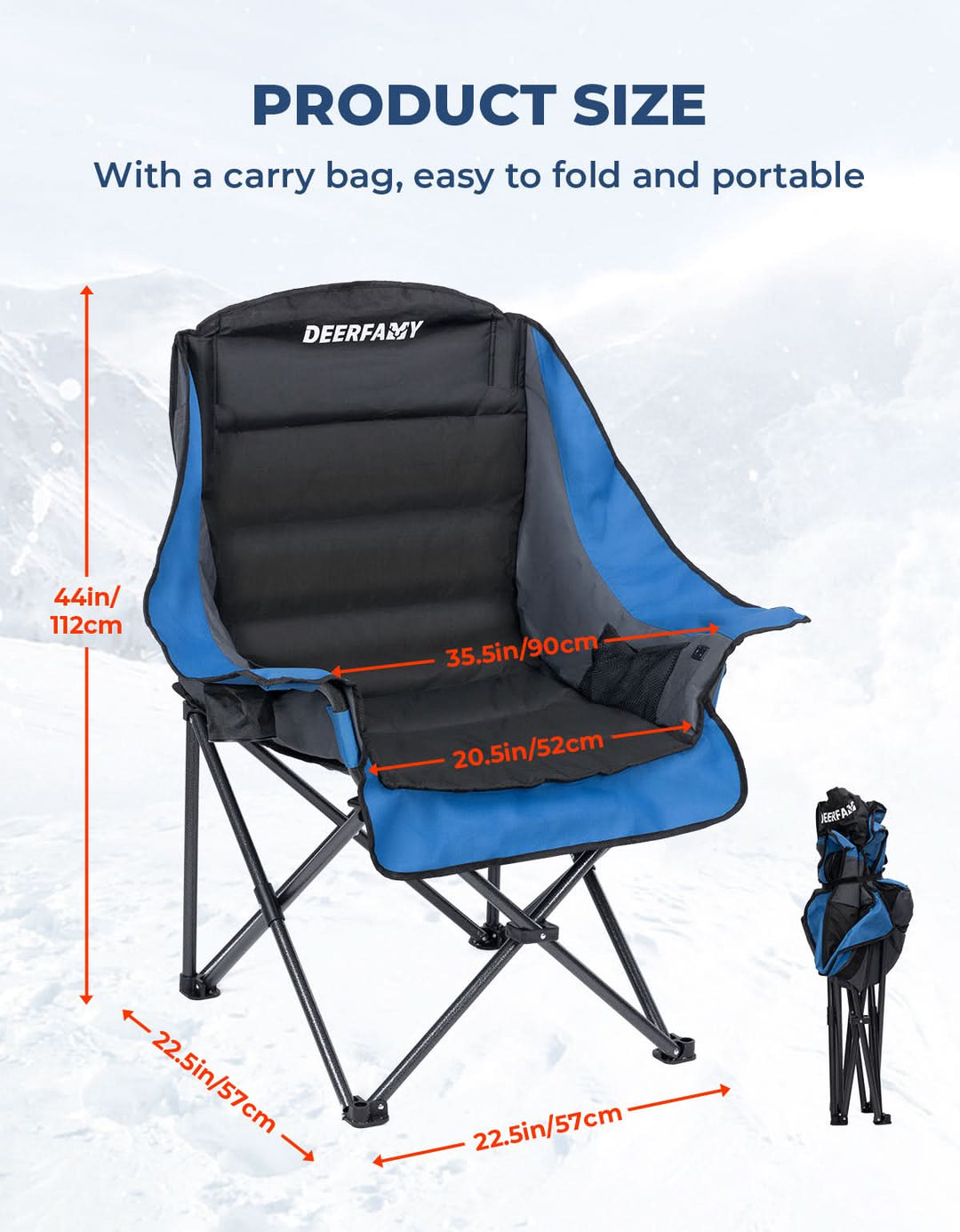 DEERFAMY Heated Camping Chair with 12V Battery Pack