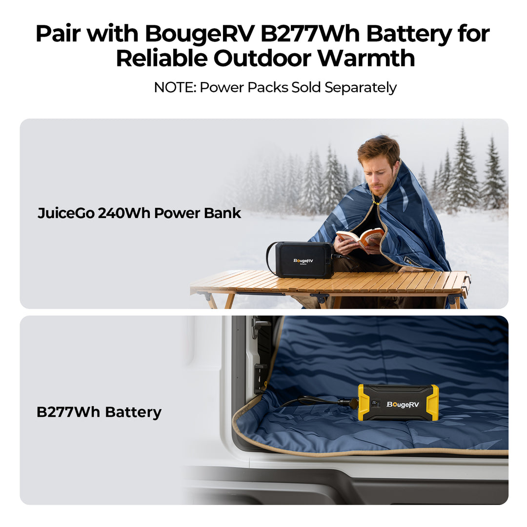 BougeRV heated blanket with power tank
