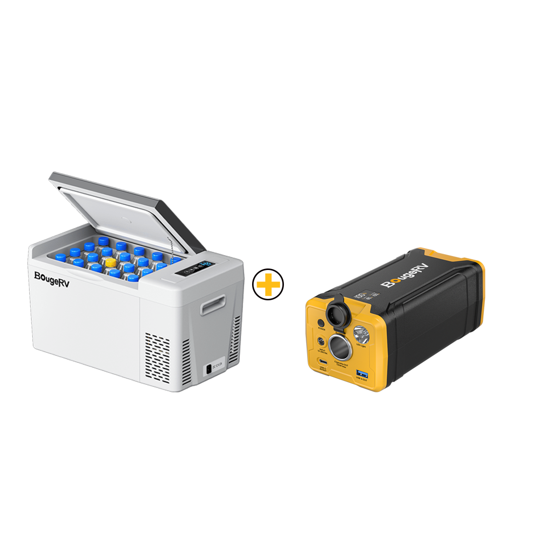 BougeRV portable car fridge with battery