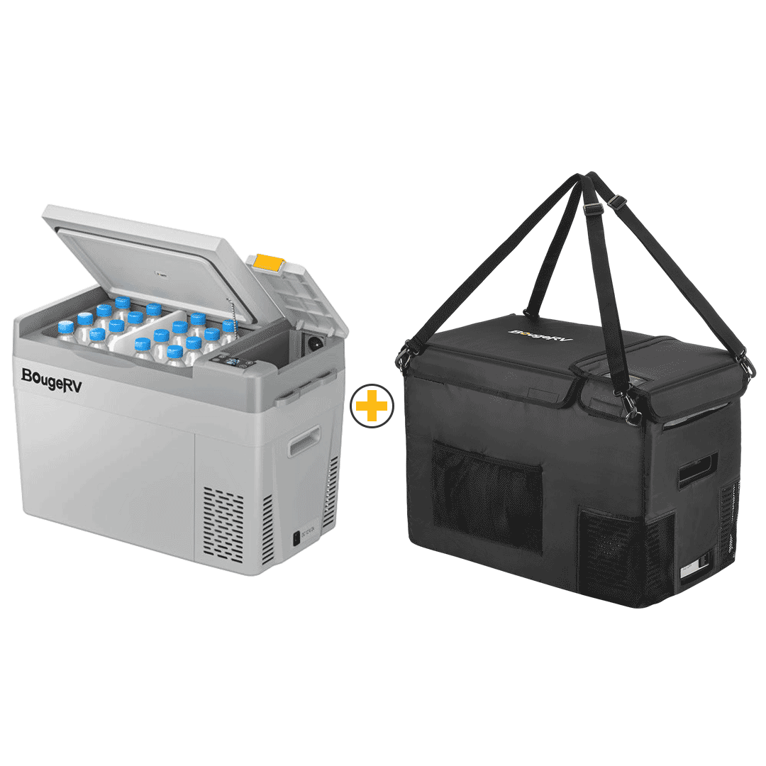 BougeRV CRPRO30 30 Quart 12V Portable Car Fridge Freezer White