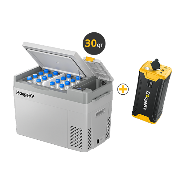 BougeRV CRPRO30 30 Quart 12V Portable Car Fridge Freezer White