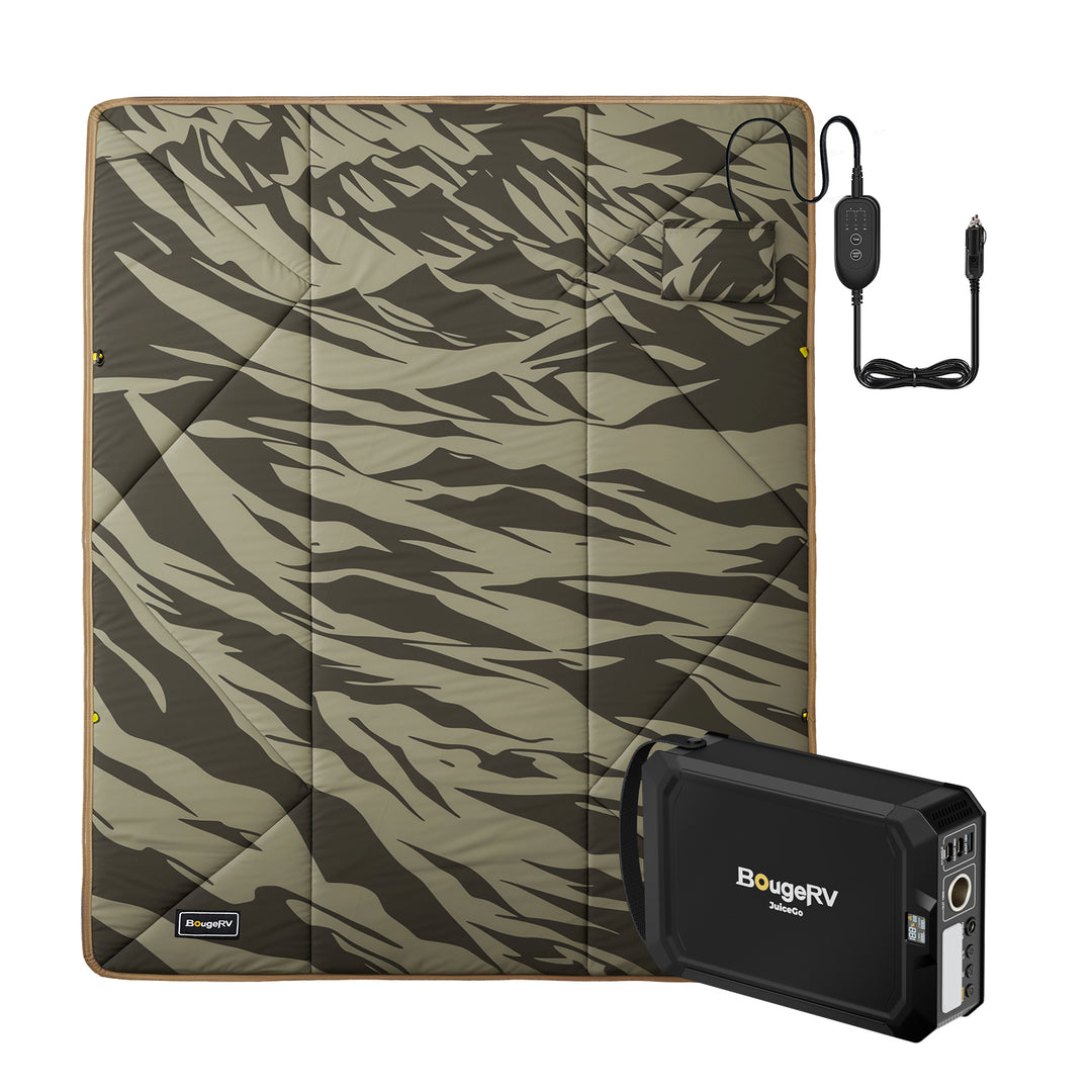Camouflage-patterned Electric Blanket with Portable Power Station