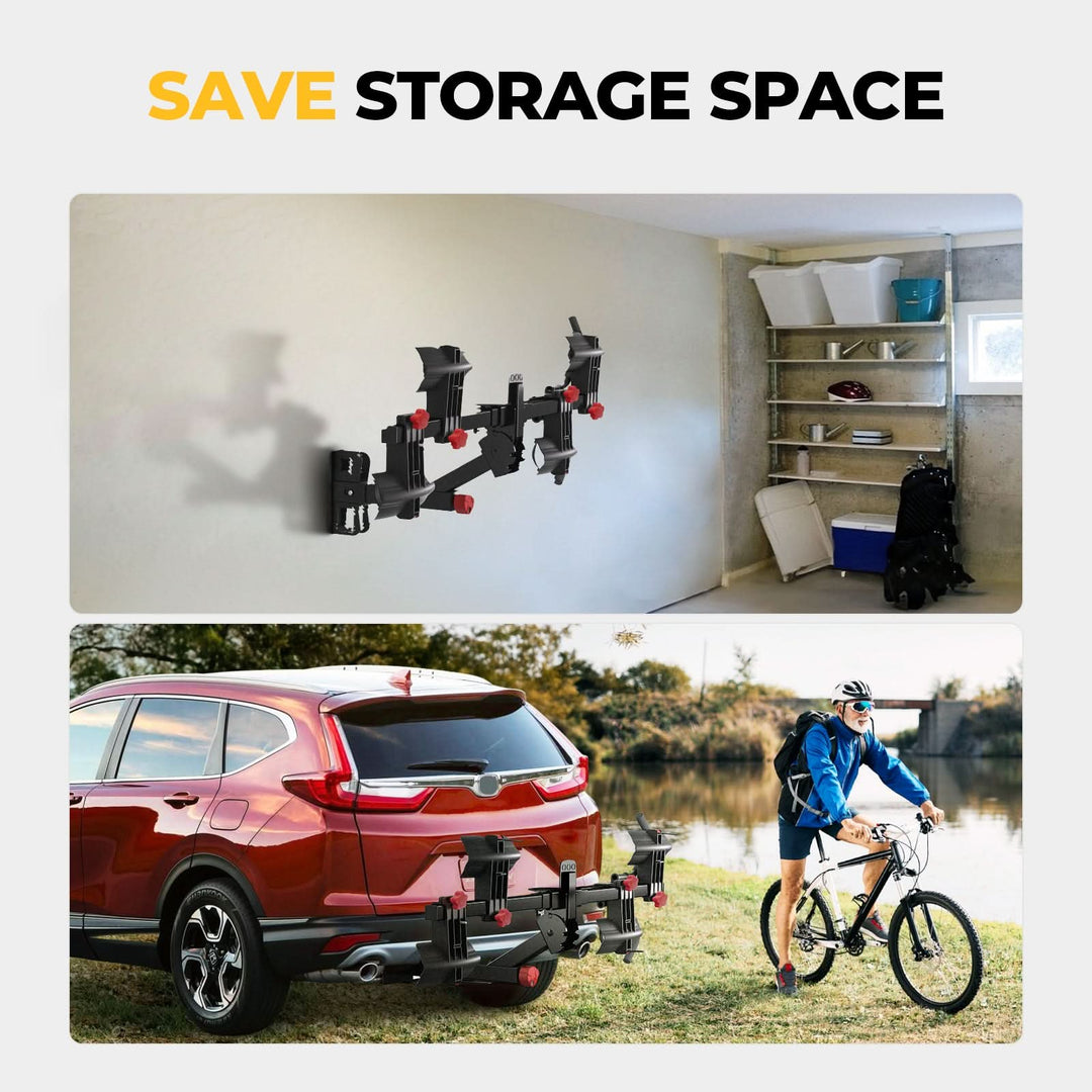 BougeRV Lockable Hitch Mount Bike Rack Platform 2-Bike Carrier