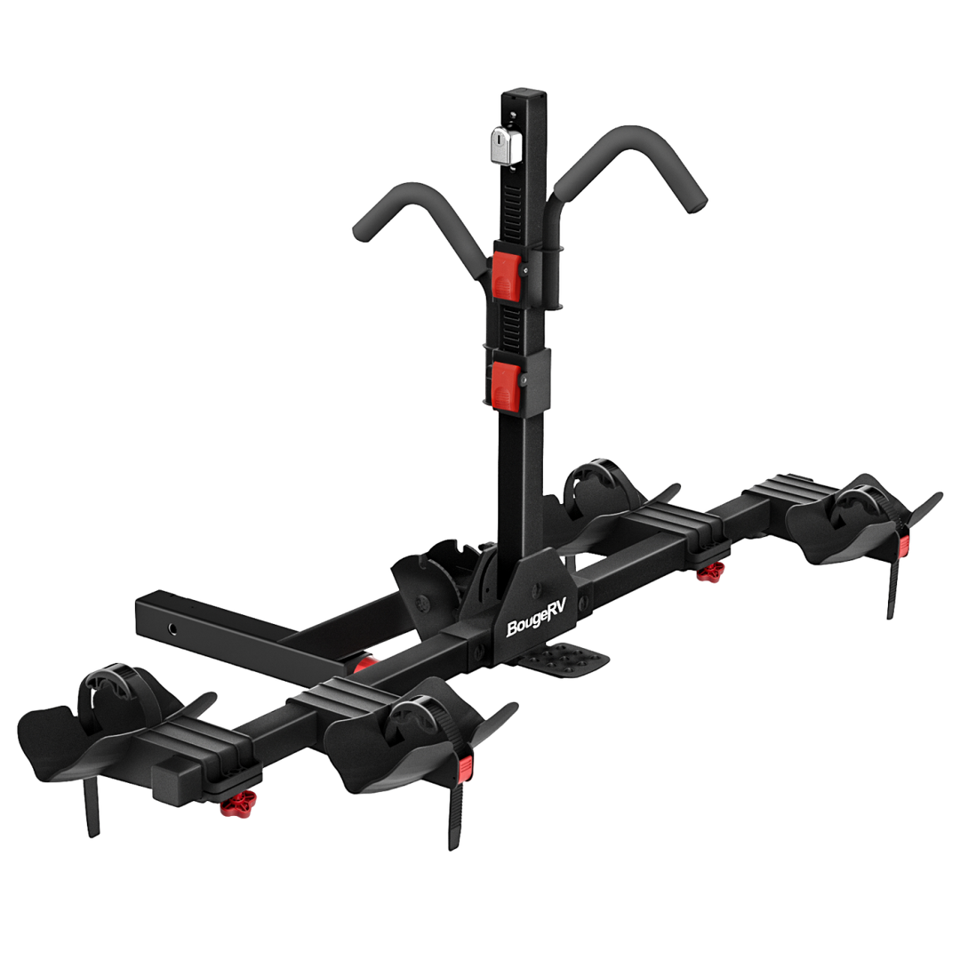 BougeRV Lockable Hitch Mount Bike Rack Platform 2-Bike Carrier