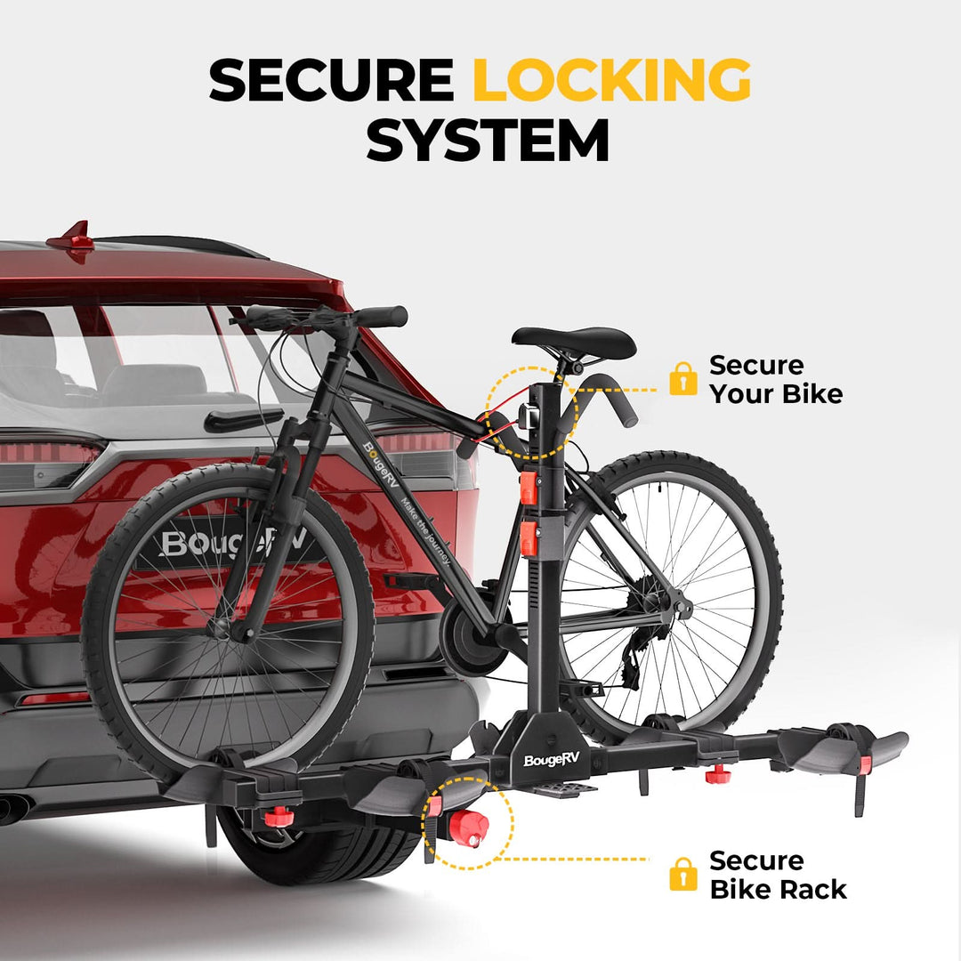 BougeRV Lockable Hitch Mount Bike Rack Platform 2-Bike Carrier
