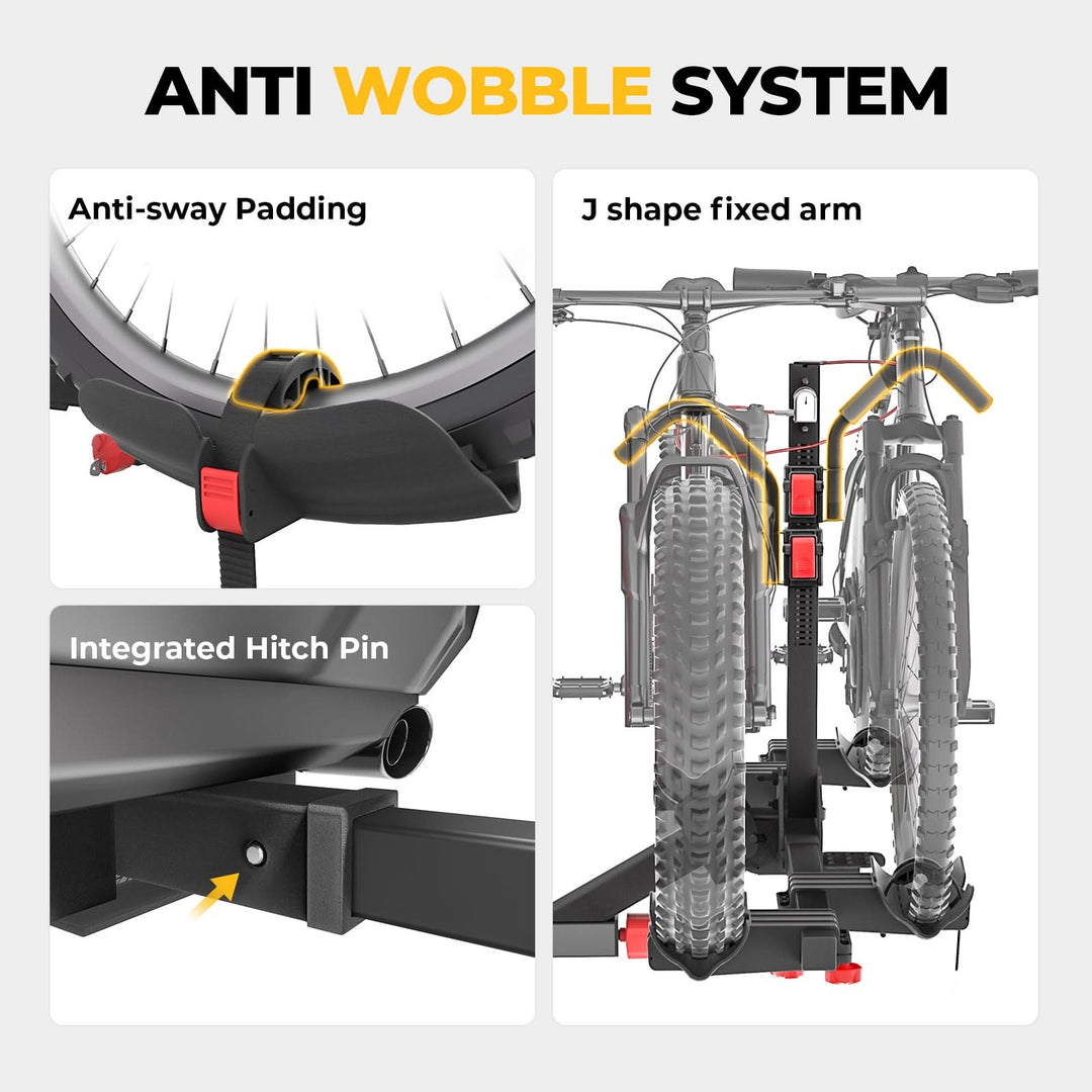 BougeRV Lockable Hitch Mount Bike Rack Platform 2-Bike Carrier