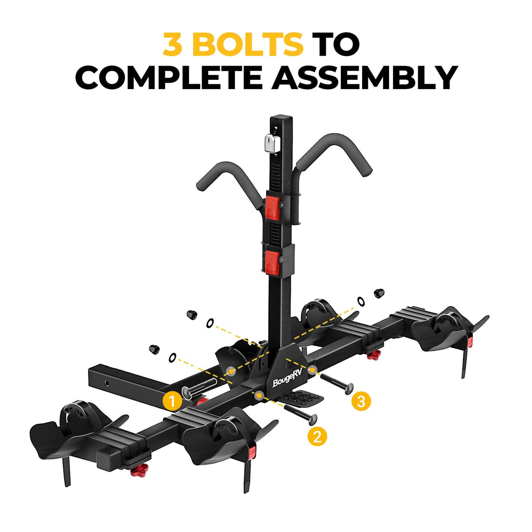 BougeRV Lockable Hitch Mount Bike Rack Platform 2-Bike Carrier