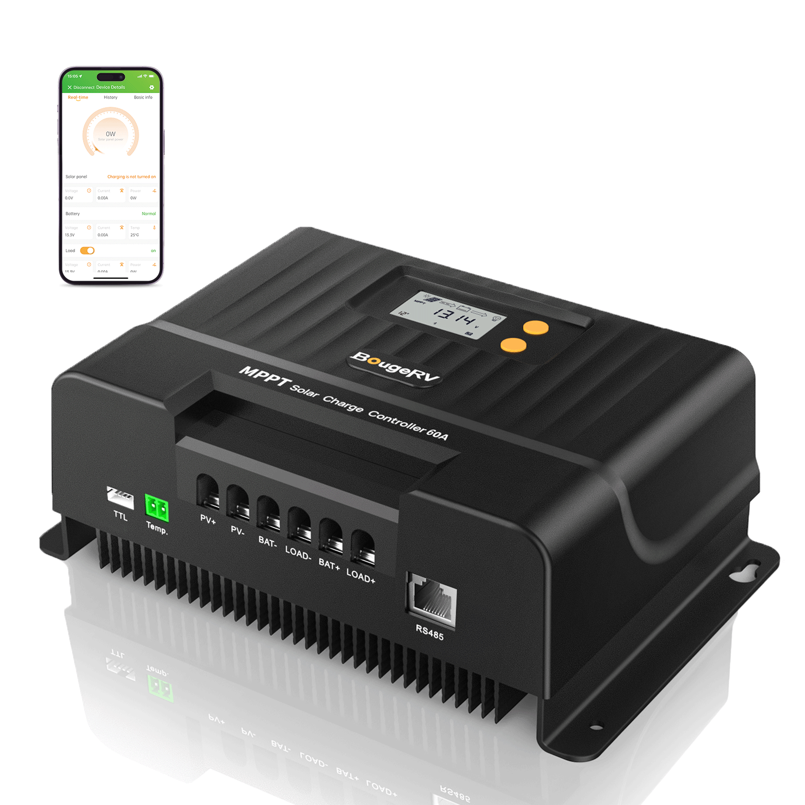 BougeRV | 60A MPPT Solar Charge Controller with Bluetooth 12V/24V