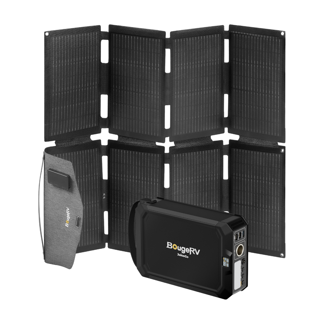 foldable portable solar panel with a power station