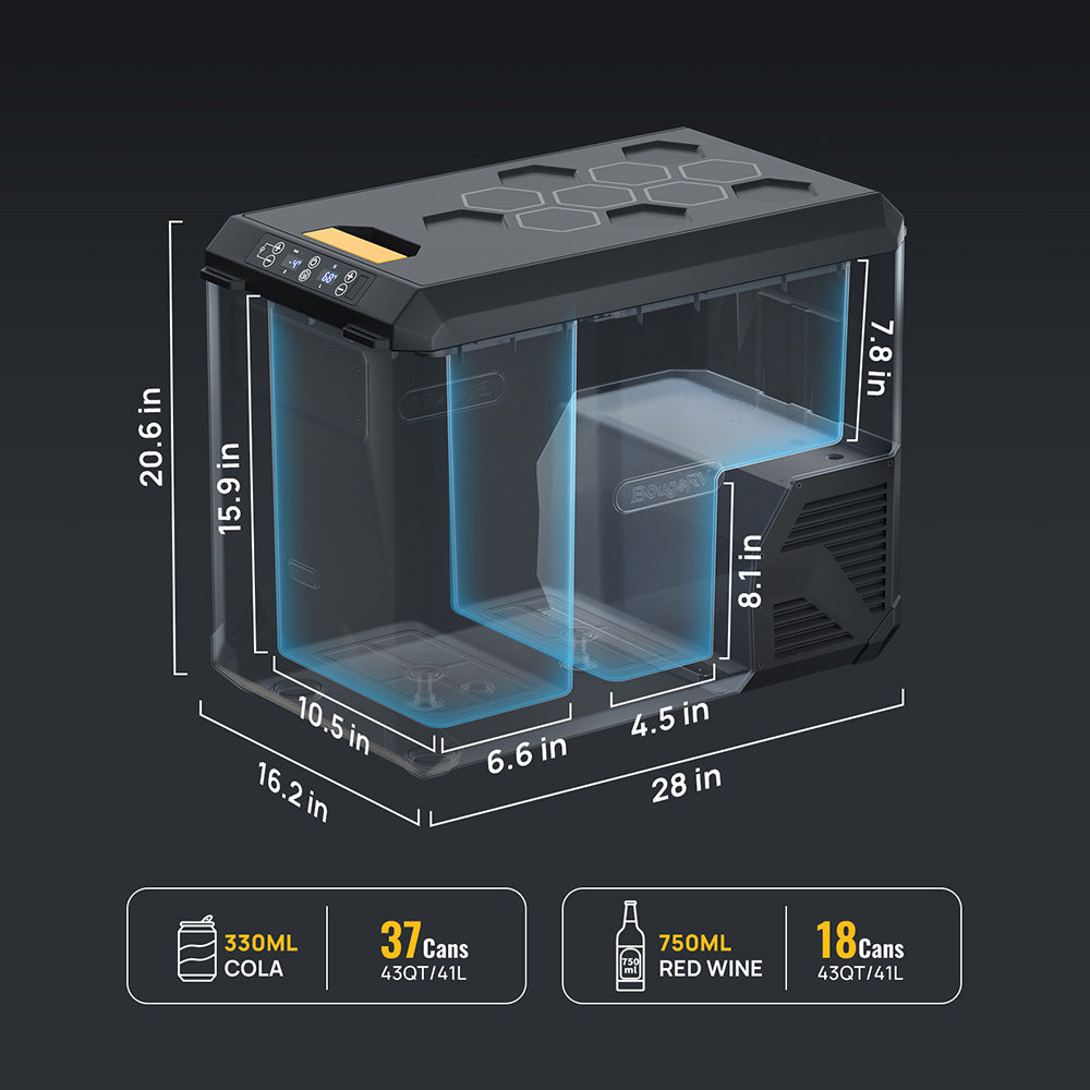 ASPEN 40 12 Volt 43QT Dual Zone Fridge with 220Wh Battery