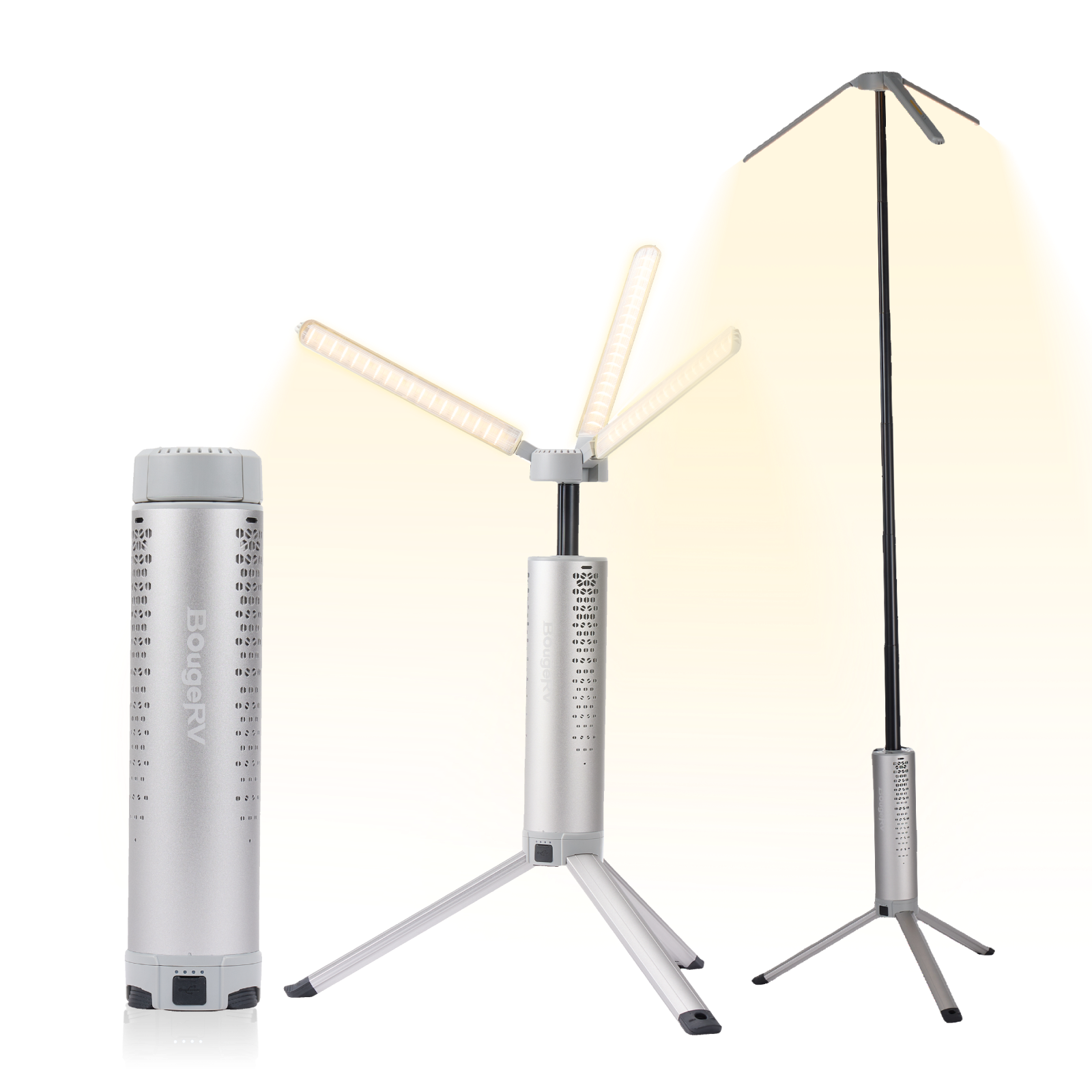 BougeRV テレスコピックキャンプライト BougeRV Telescopic Rechargeable Camping Light – Sliver