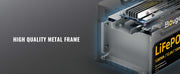 12V 1280Wh/100Ah LiFePO4 Battery with HIGH QUALITY METAL FRAME