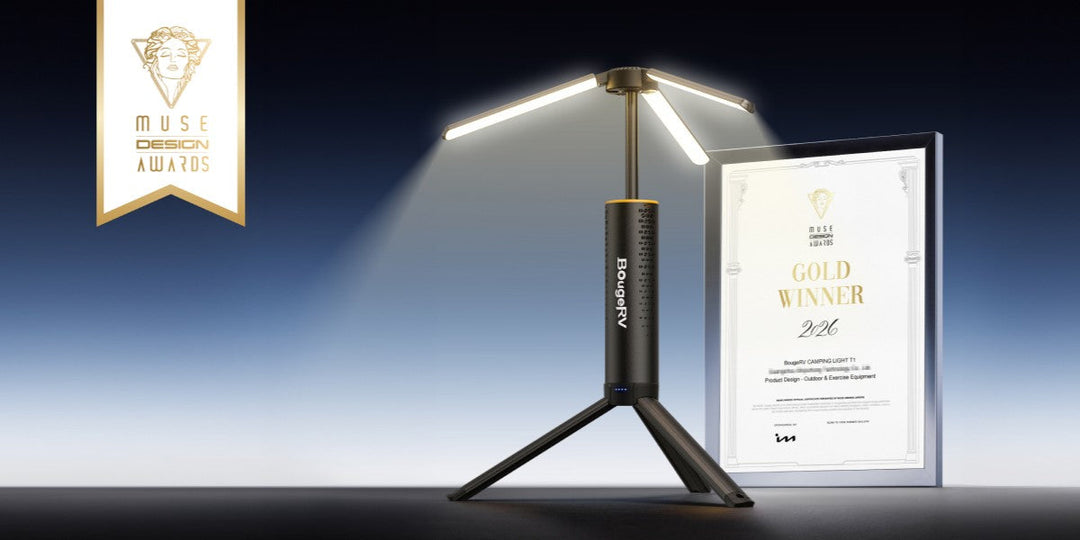BougeRV T1 camping light wins the MUSE Gold Winner Award