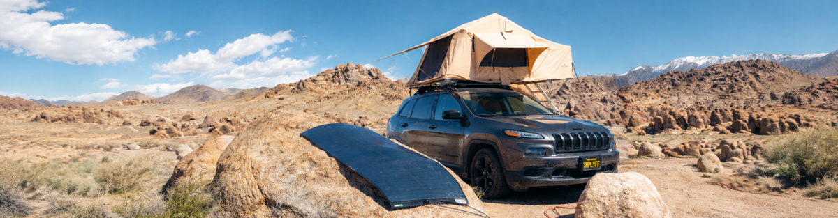 The classic collocation scene of solar panels and RVs