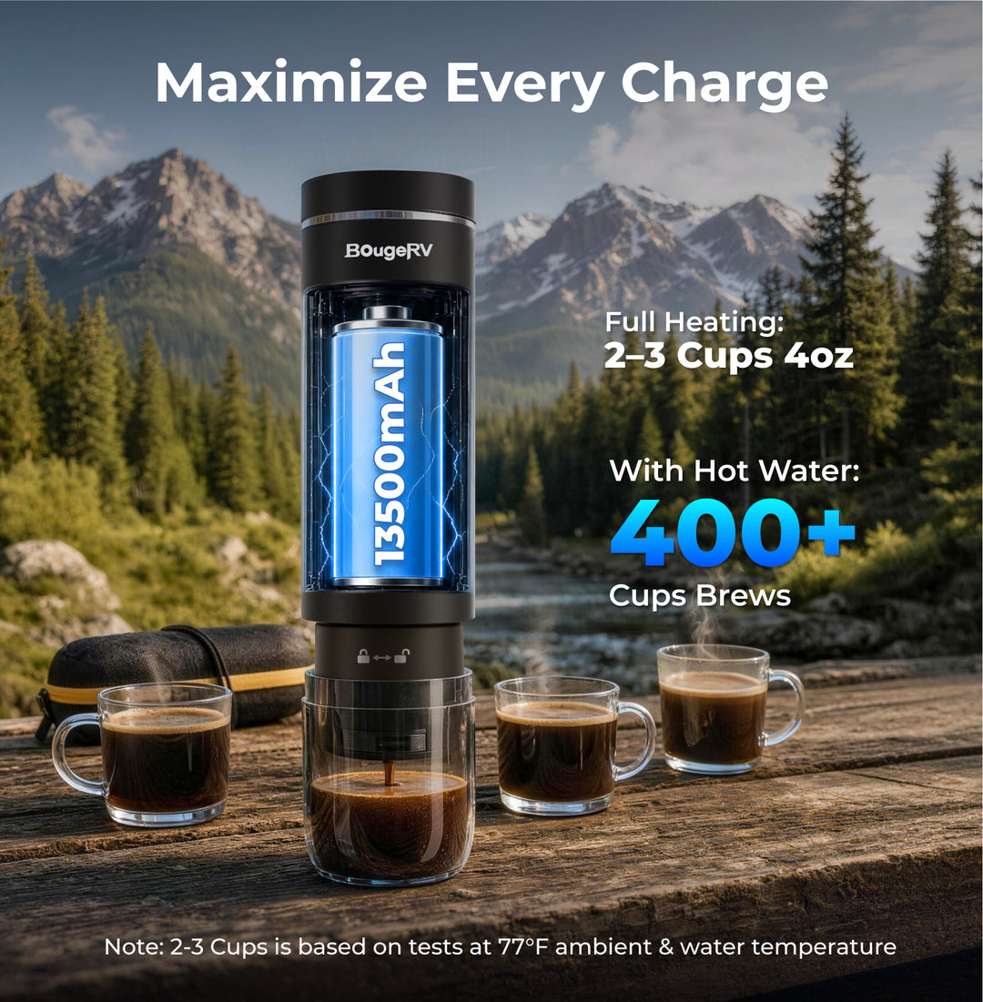BougeRV portable coffee maker with large battery