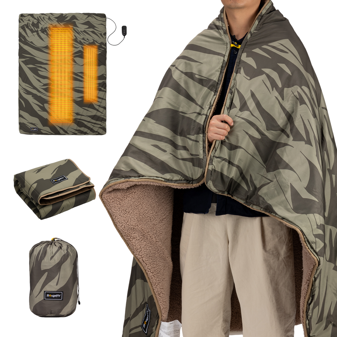 BougeRV 12V Portable Heated Blanket (Green)