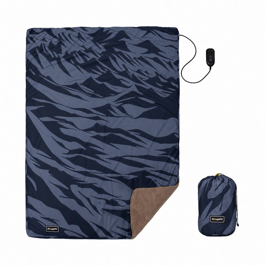 BougeRV 12V Portable Heated Blanket (Blue)