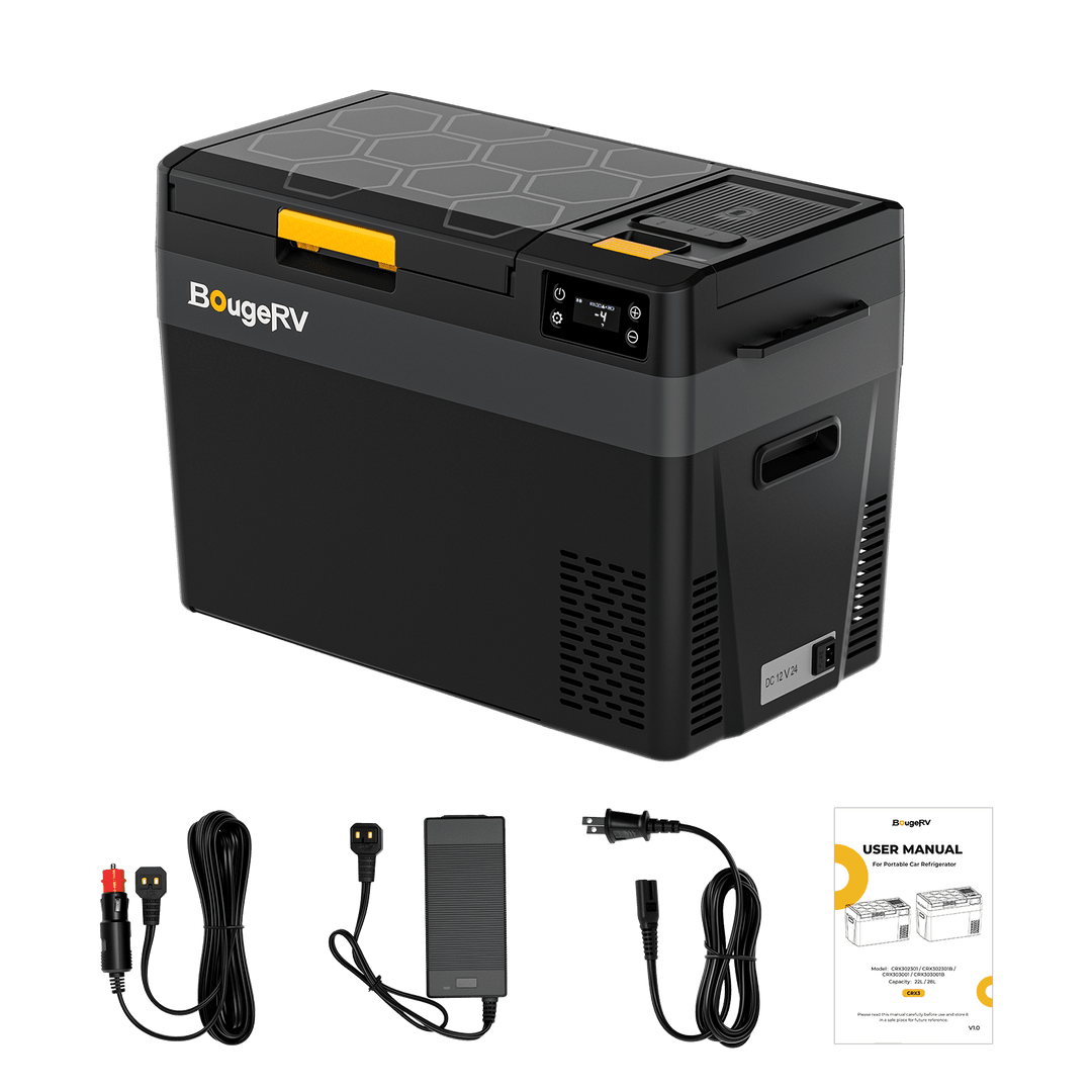 BougeRV New CRX3 30QT Compressor Cooler 12V Car Fridge