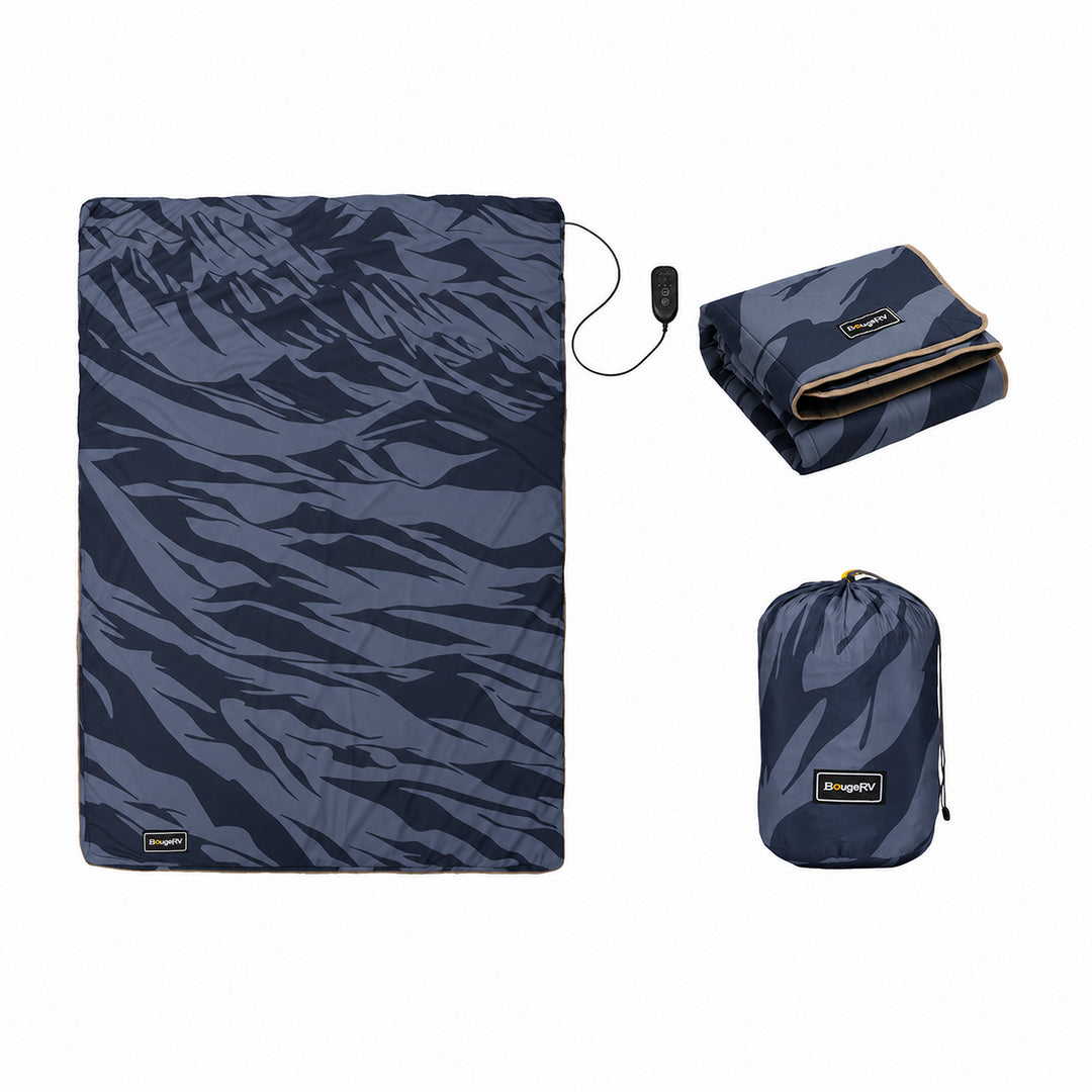 BougeRV 12V Portable Heated Blanket (Blue)