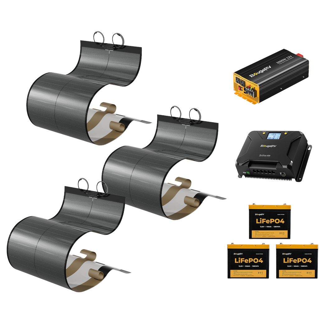 BougeRV 12V 600 Watt CIGS Flexible Solar System Kit(Adhesive）