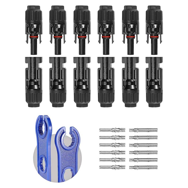 12 PCS Solar Connectors with Spanners 6 Pairs Male/Female(10AWG)