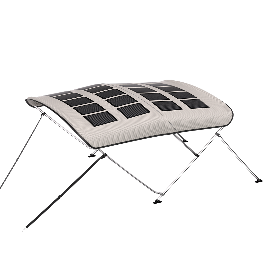 bimini boat with solar panels