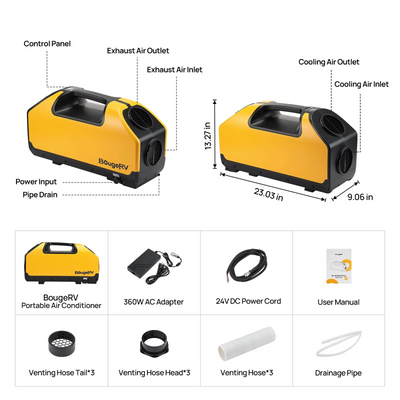 200W Portable Solar Panel&Power Station with Air Conditioner Kits