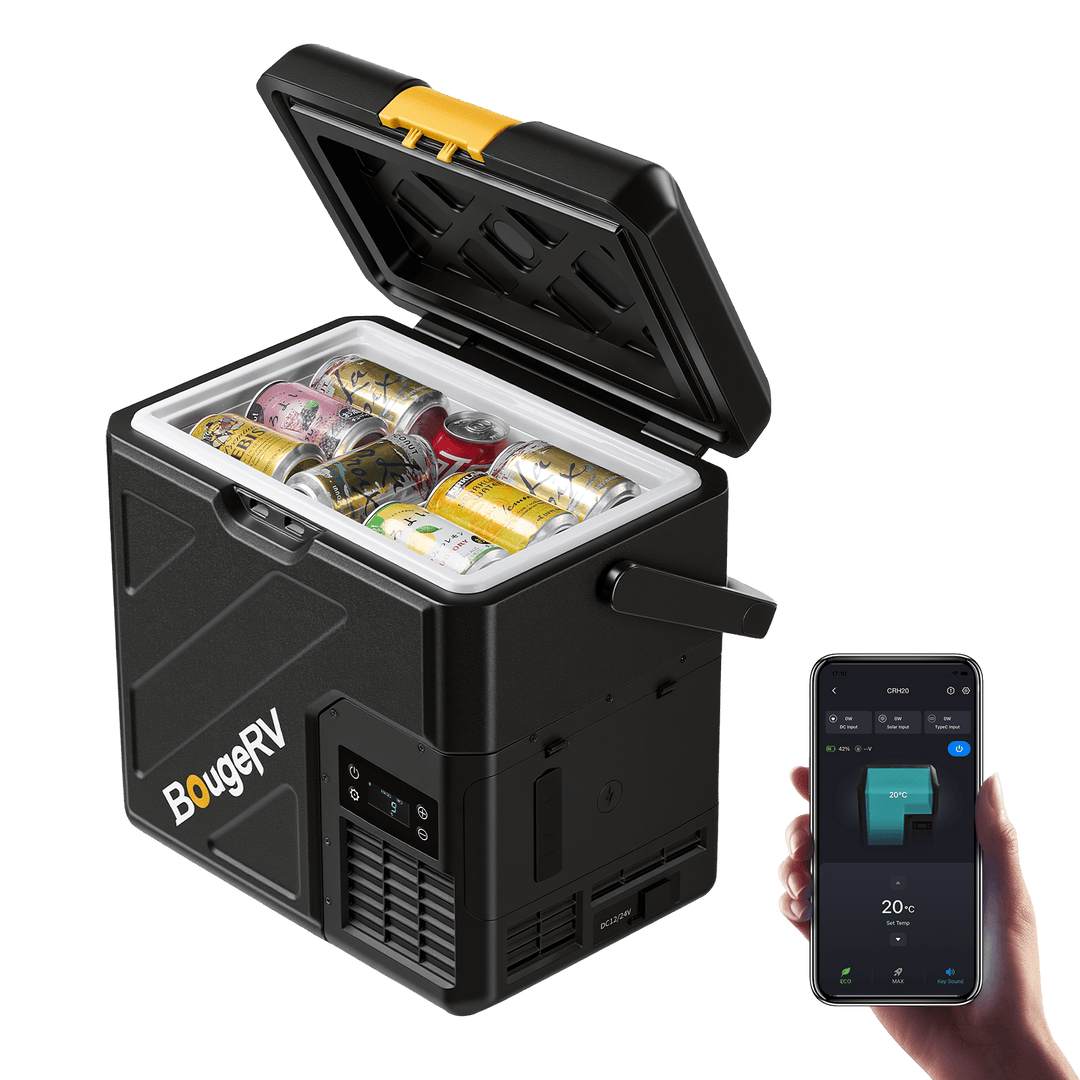 BougeRV New CRH20 21QT 12V Portable Car Fridge with 240Wh Battery