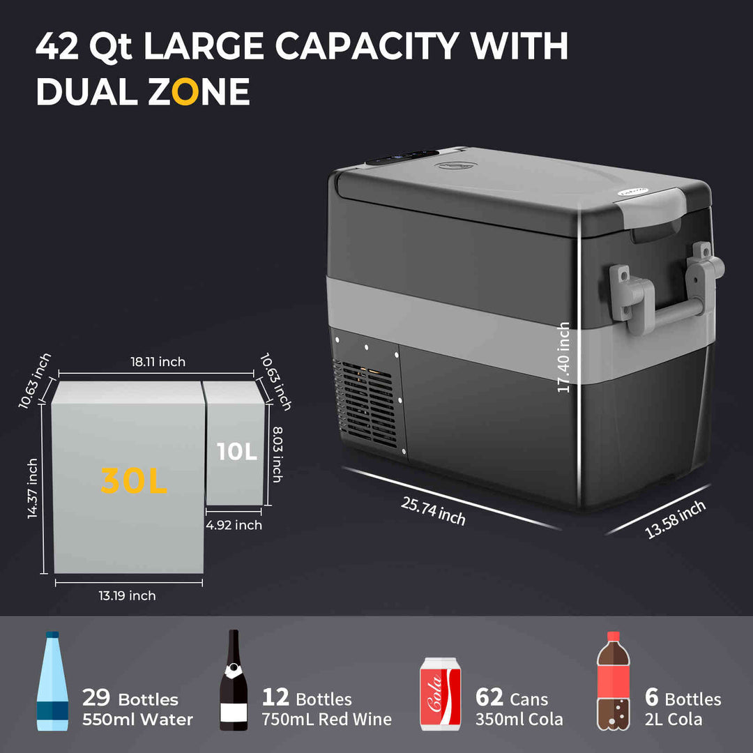 12V 42 Quart (40L) Portable Fridge/Freezer(Refurbished)