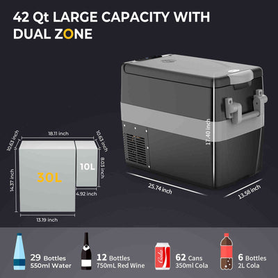 12V 42 Quart (40L) Portable Fridge/Freezer(Refurbished)
