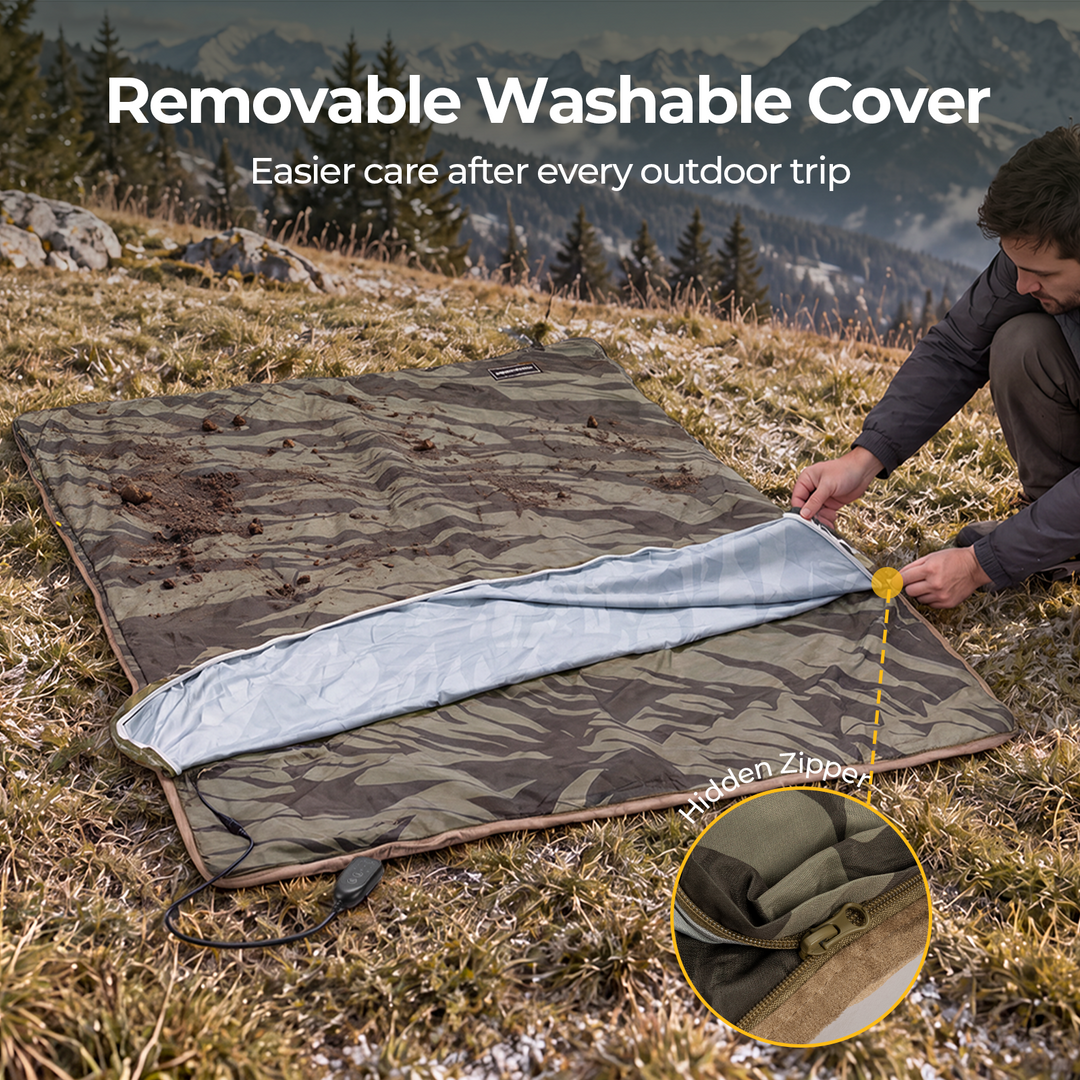 BougeRV 12V heated blanket with removable washable cover for easy care after camping and outdoor adventures