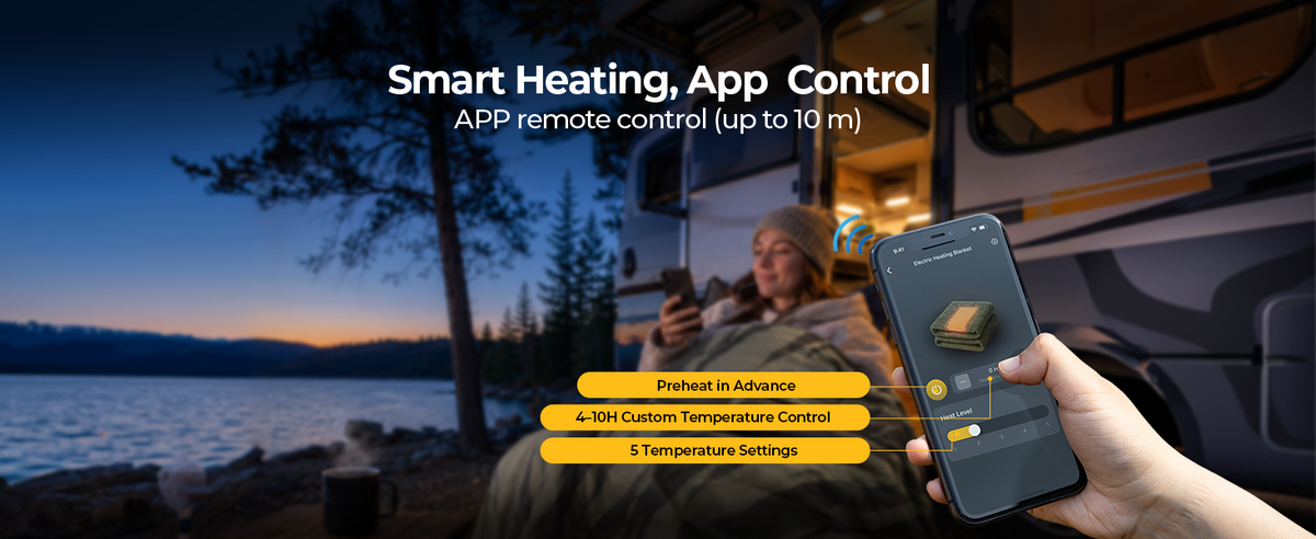 BougeRV 12V electric blanket with app control, remote preheating and 5 temperature settings