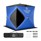 DEERFAMY Insulated Double-Layer Ice Fishing Shelter Portable Tent(3-4 People)