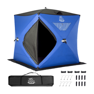 DEERFAMY Insulated Double-Layer Ice Fishing Shelter Portable Tent(3-4 People)