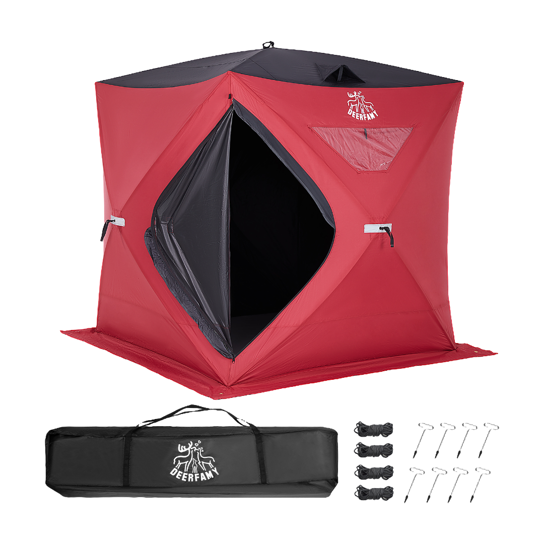 DEERFAMY Single-Layer Insulated Ice Fishing Shelter Portable Tent(3-4 People)