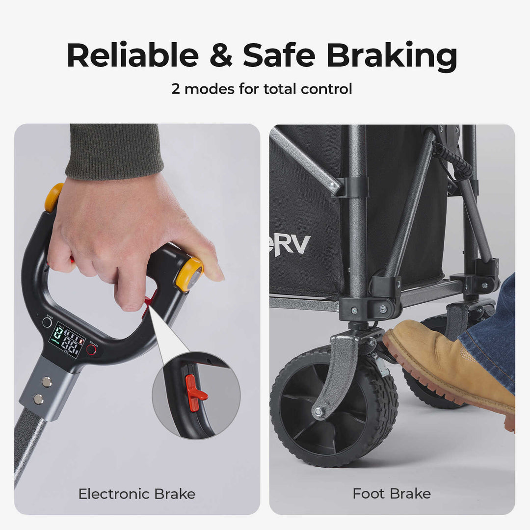 BougeRV Electric Foldable Utility Camping Wagon with Power Bank