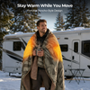 BougeRV 12V portable heated blanket with wearable poncho-style design for outdoor activities and camping