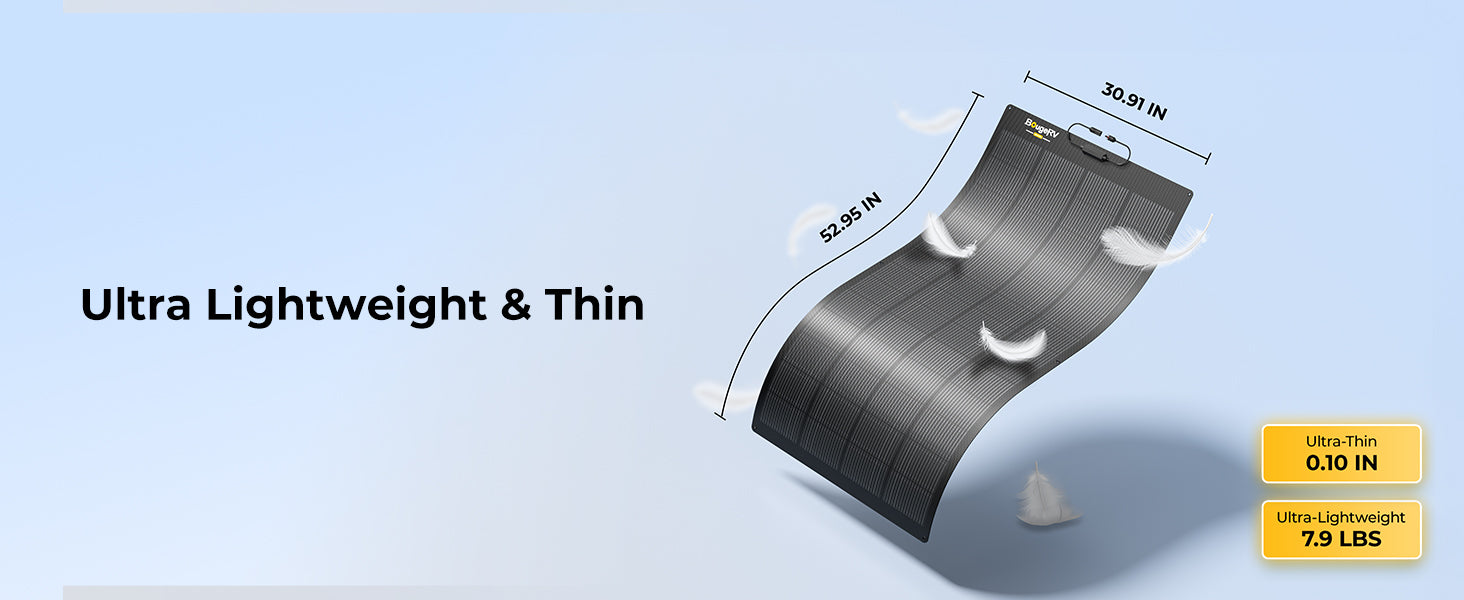 Ultralight and slim design of ArchPro 200W flexible solar panel weighing only 7.9 lbs for easy carry