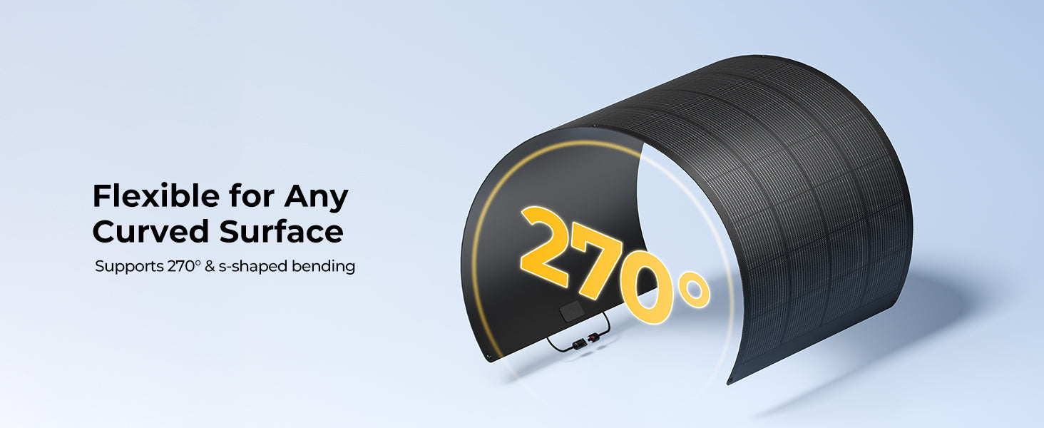 BougeRV Arch Pro 100w solar panel with 270° & s-shaped bending design