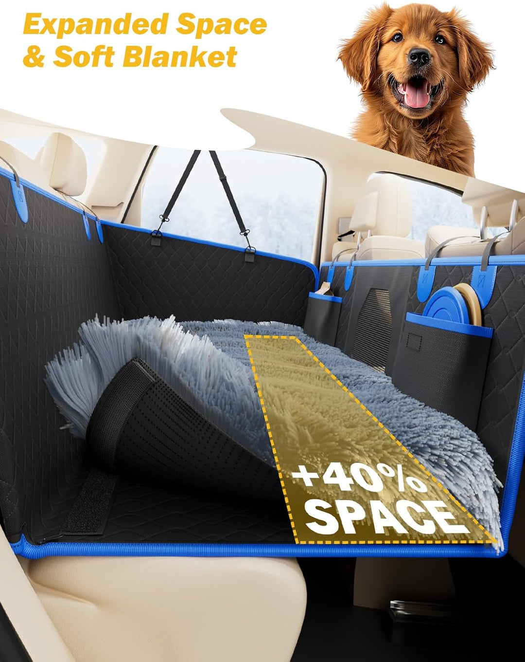 JOYTUTUS Back Seat Extender for Dogs with Dog Bed Mat